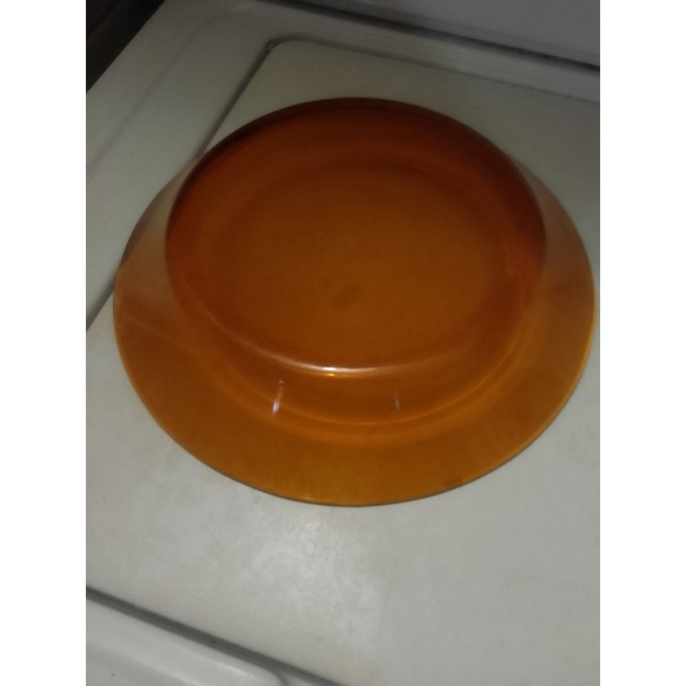Vintage 1970's Duralex Low Salad Bowl Honey Amber Color 11" X 11" X 3" Deep - Picture 4 of 5